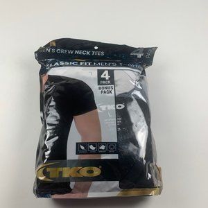 TKO Men's Classic Fit T-Shirt 4-Pack Crew Neck‎ Tees BLK/GRY/WHT Size L NWT 8289